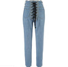 Land of Nostalgia High Street Trousers Women's Slim Fit Creative Back Eyelet Strappy Jeans