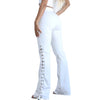 Land of Nostalgia White Flare Bell Bottoms Lace Up Women's Sexy Denim Long Jeans