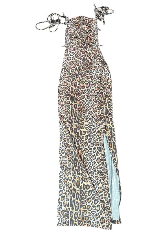 Land of Nostalgia Women's Leopard Print Slit Maxi Dress (Ready to Ship)