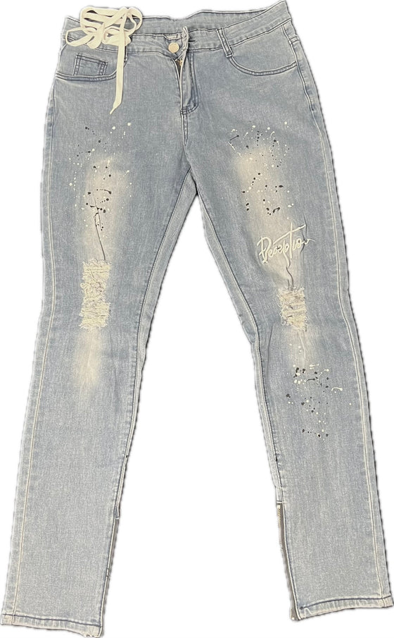 Men’s Distressed Light Wash Skinny Jeans