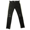 Land of Nostalgia Men’s Skinny Jeans with White Side Stripes and Ripped Knees (Ready to Ship)