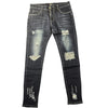 Land of Nostalgia Men’s Distressed Blue Skinny Jeans (Ready to Ship)