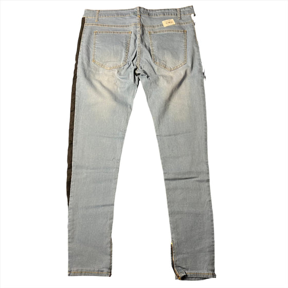 Land of Nostalgia Men's Light Blue Jeans with Black Side Stripe (Ready to Ship)