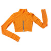 Land of Nostalgia Women’s Neon Orange Zip-Up Crop Top (Ready to Ship)