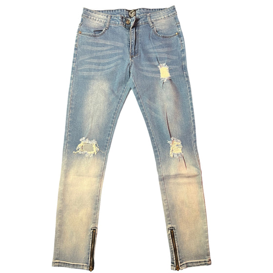 Land of Nostalgia Men’s Acid Wash Distressed Skinny Jeans