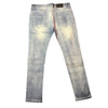 Men's Light Wash Distressed Skinny Jeans with Zipper Detail (Ready to Ship)