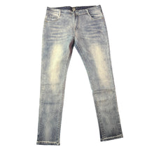  Men's Light Wash Distressed Skinny Jeans with Zipper Detail (Ready to Ship)