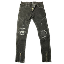  Land of Nostalgia Black Distressed Skinny Jeans with Zipper Detail (Ready to Ship)