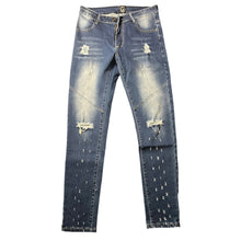  Land of Nostalgia Men’s Distressed Blue Denim Skinny Jeans