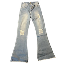  Vintage Distressed Bell Bottom Jeans with Raw Hem