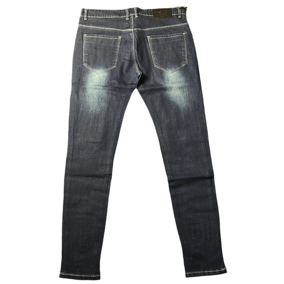 Land of Nostalgia Men’s Distressed Blue Skinny Jeans (Ready to Ship)