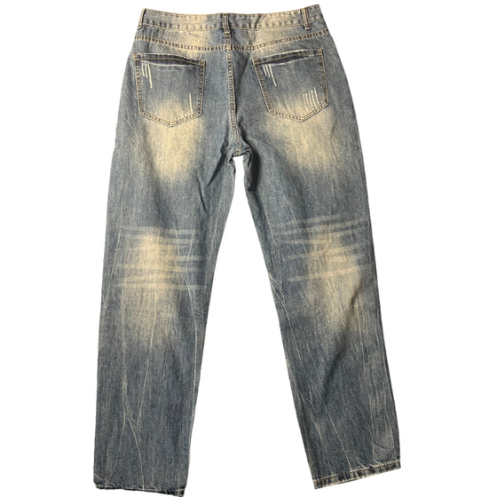 Land of Nostalgia Men's Hip Hop Destroyed Ripped Slim Denim Jeans Pants (Ready to Ship)