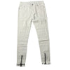 Land of Nostalgia Men’s Distressed White Zipper Skinny Jeans (Ready to Ship)