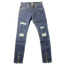  Land of Nostalgia Men’s Distressed Skinny Jeans with Ankle Zippers (Ready to Ship)