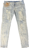 Land of Nostalgia Distressed Paint-Splatter Denim Jeans (Ready to Ship)