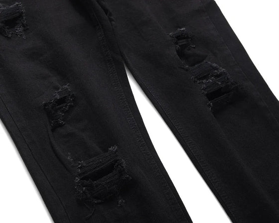 Men's Distressed Skinny Black Jeans – Modern Slim Fit Denim Trousers (Ready to Ship)