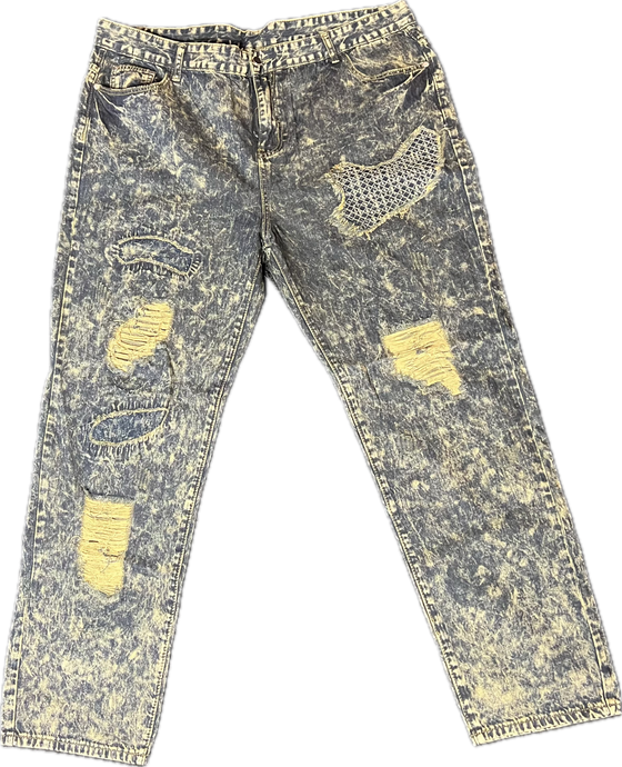 Men's Acid Wash Distressed Jeans