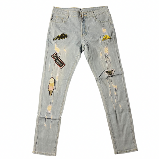 Land of Nostalgia Men's Badge Embroidery Jeans (Ready to Ship)