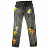 Land of Nostalgia Men's Cross Pattern Denim Jeans (Ready to Ship)