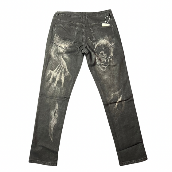 Land of Nostalgia Men's Skull Design Skinny Jeans (Ready to Ship)