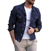 Land of Nostalgia Autumn Winter Men's Stripe Skinny Black Denim Coats Jackets