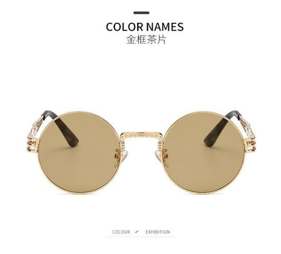 High Quality UV400 Gothic Steampunk Round Alloy Mirror Sun Glasses - Land of Nostalgia