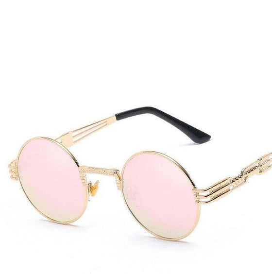 High Quality UV400 Gothic Steampunk Round Alloy Mirror Sun Glasses - Land of Nostalgia