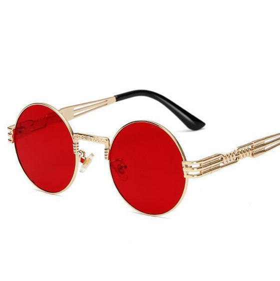 High Quality UV400 Gothic Steampunk Round Alloy Mirror Sun Glasses - Land of Nostalgia