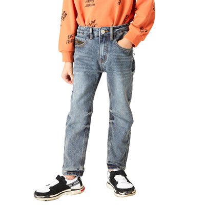 Land of Nostalgia Adjustable Waistband Boys Kids Straight Trousers Denim Pants - Land of Nostalgia