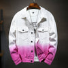 Land of Nostalgia Streetwear Motorcycle Men's Gradient Cotton Denim Jacket - Land of Nostalgia