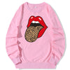 Land of Nostalgia Streetwear O - Neck Red Big Mouth Printed Women's Pullover Sweatshirt (Ready to Ship) - Land of Nostalgia