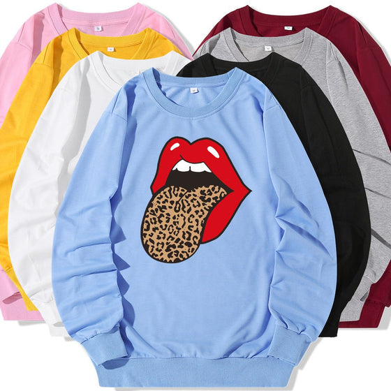 Land of Nostalgia Streetwear O - Neck Red Big Mouth Printed Women's Pullover Sweatshirt (Ready to Ship) - Land of Nostalgia