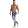 Land of Nostalgia Stretch Men's Elastic Waist Streetwear Blue Denim Ripped Pants Skinny Jeans - Land of Nostalgia