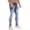 Land of Nostalgia Stretch Men's Elastic Waist Streetwear Blue Denim Ripped Pants Skinny Jeans - Land of Nostalgia