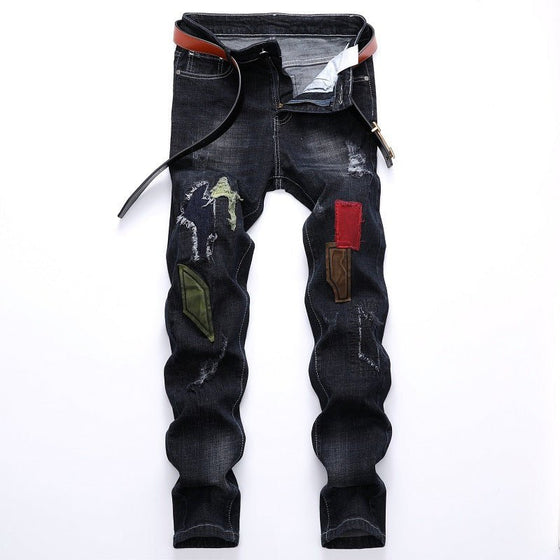 Land of Nostalgia Stretch Men's Fashion Ripped Denim Pants Jeans - Land of Nostalgia