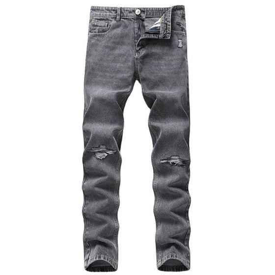 Land of Nostalgia Stretch Skinny Ripped Keen Hole Men's Slim Denim Fit Jeans - Land of Nostalgia