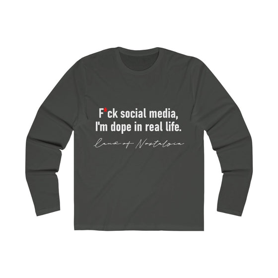 Land of Nostalgia F*ck Social Men's Long Sleeve Crew Tee