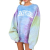 Land of Nostalgia O-Neck Women's Casual Long Sleeve Tie Dye Pullover Hoodie