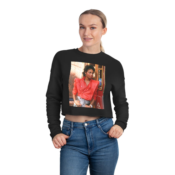 Land of Nostalgia Janet Jackson Vintage Red Jacket Women's Cropped Sweatshirt