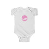 Land of Nostalgia White Infant Fine Jersey Bodysuit with Pink & White Logo