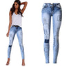 Land of Nostalgia Women's Shredded Skinny Denim Trouser Ripped Patches Stretch Jeans Pants