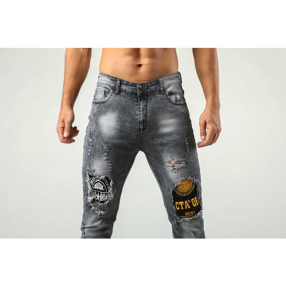 Land of Nostalgia Men's Stretch Hip Hop Ripped Homme Jeans