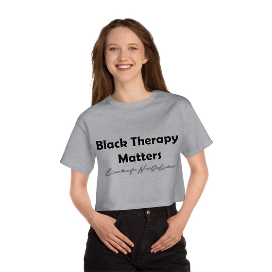 Land of Nostalgia Black Therapy Matters Champion Women's Heritage Cropped T-Shirt