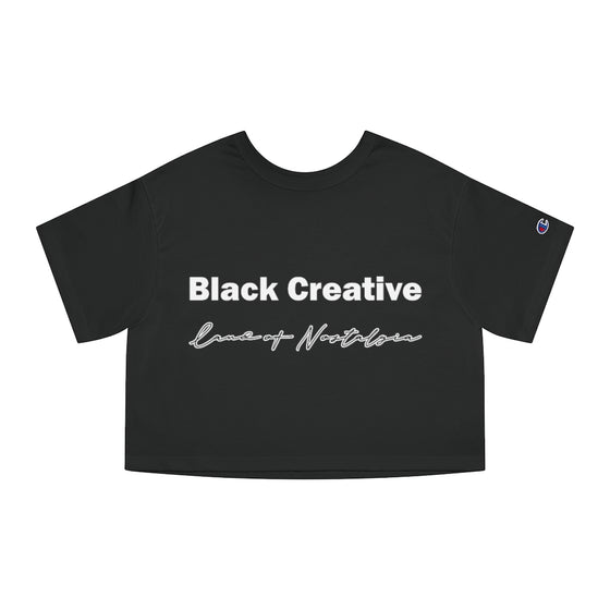 Land of Nostalgia Black Creative Champion Women's Heritage Cropped T-Shirt