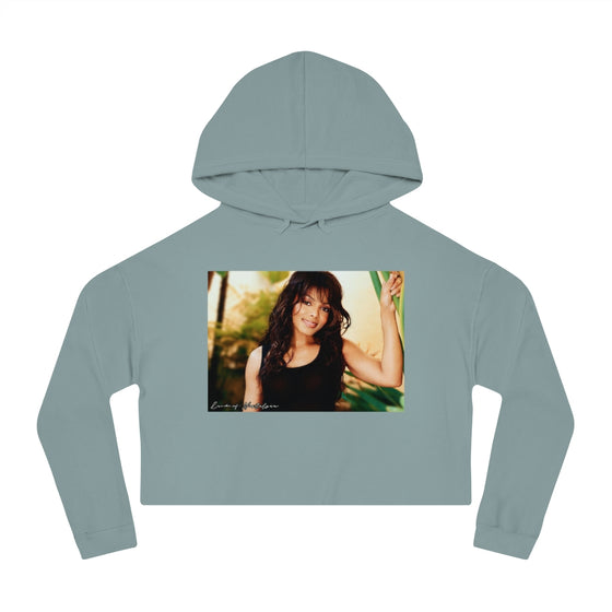 Land of Nostalgia Janet Jackson Classic Vibrational Women’s Cropped Hooded Sweatshirt