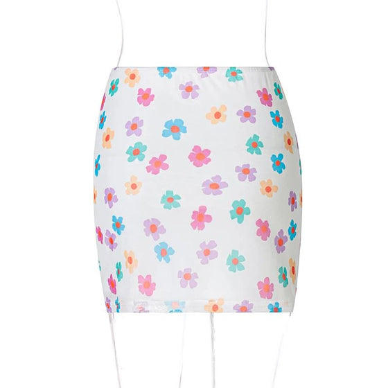 Land of Nostalgia High Waist Women's Floral Print Mini Summer Skirt