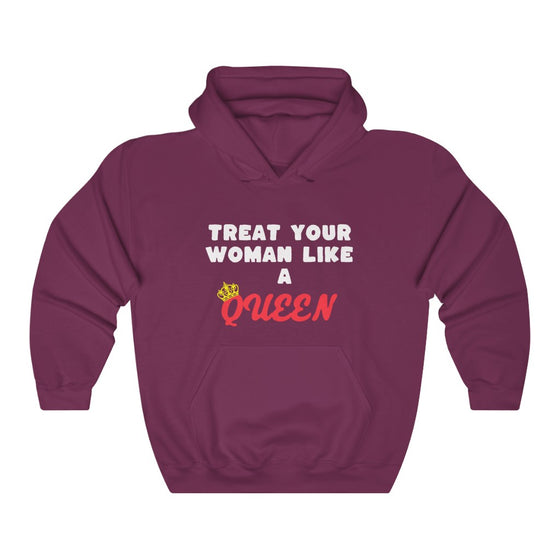 Land of Nostalgia Treat Your Woman Like a Queen Unisex Heavy Blend™ Hooded Sweatshirt