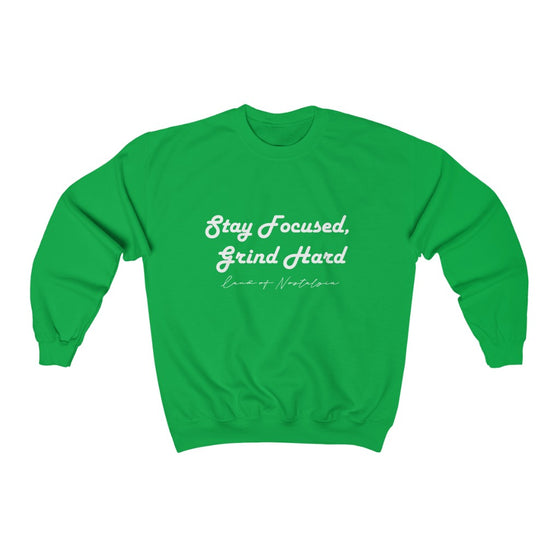 Land of Nostalgia Stay Focused, Grind Hard Unisex Heavy Blend™ Crewneck Sweatshirt