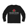 Land of Nostalgia Focus on Me Men's Long Sleeve Crew Tee with Red Rose