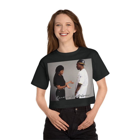 Land of Nostalgia Janet Jackson and Tupac Vintage Poetic Justice Love Champion Women's Heritage Cropped T-Shirt